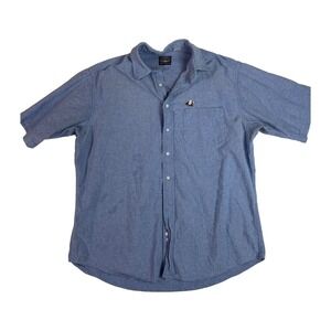 Creekwood Shirt Mens ShortSleeve XL Blue Denim Button-Down Cotton Boll Solid